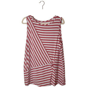 Cuddl Duds Tank Top Sz 1X Plus Modal Stretch Striped Pink White